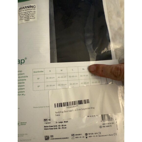 New L&R ReadyWrap Knee Adjustable Compression Wrap In Black Sz XL - Picture 4 of 5